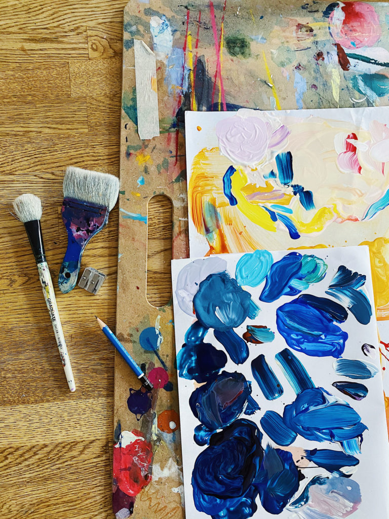 colourful paint and brushes emma howell studio scenes