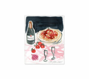 champagne tomatoes tagliatelle painting emma howell