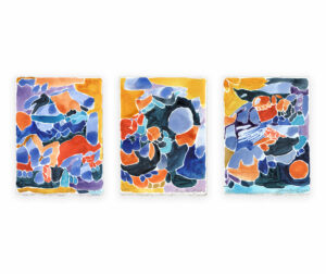 bright coloured triptych emma howell painting