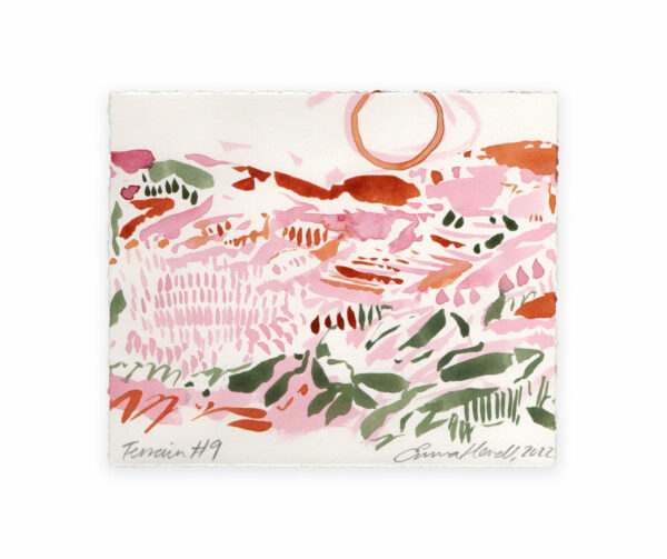 pink green mountain painting emma howell terrain