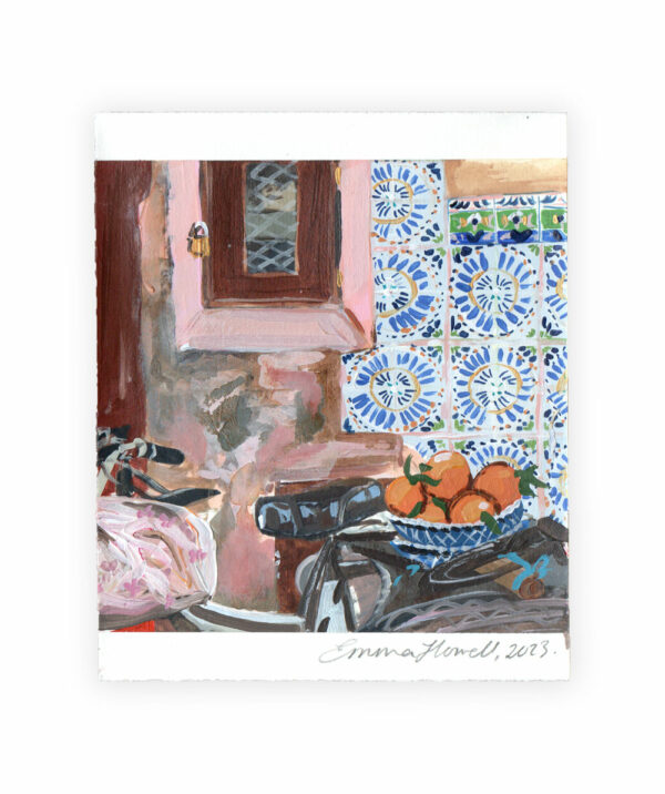 morocco oranges on a bike painting emma howell