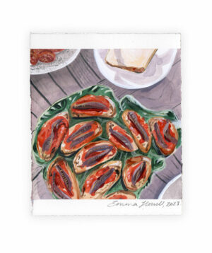 anchovies on plate painting emma howell original painting