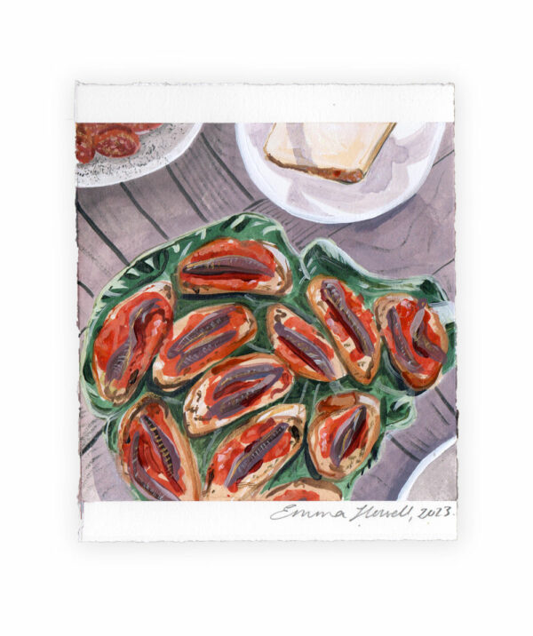 anchovies on plate painting emma howell original painting